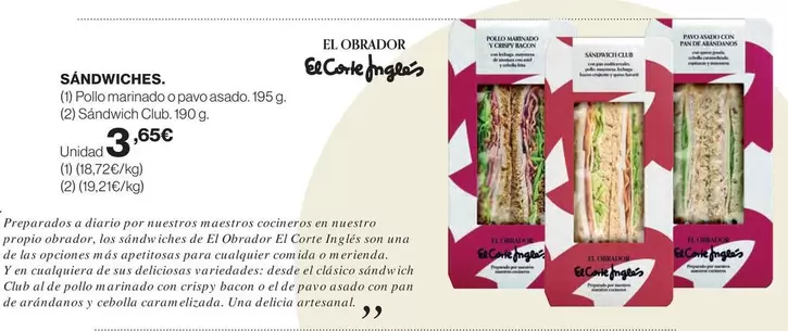 Oferta de Pavo - Sandwiches por 3,65€ en Hipercor