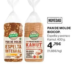 Oferta de Biocop - Pan De Molde por 4,75€ en Hipercor