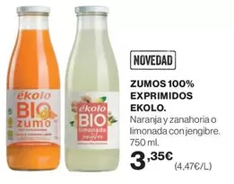 Oferta de Bio - Zumos 100% Exprimidos por 3,35€ en Hipercor