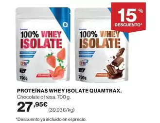 Oferta de Proteínas Whey Isolate por 27,95€ en Hipercor