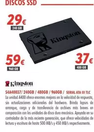 Oferta de Kingston - Discos SSD S4A40037 por 29€ en Zbitt