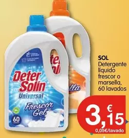 Oferta de Sol - Detergente Liquido Frescor O Marsella por 3,15€ en CashDiplo