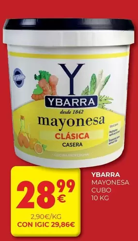 Oferta de Ybarra - Mayonesa Cubo por 28,29€ en CashDiplo