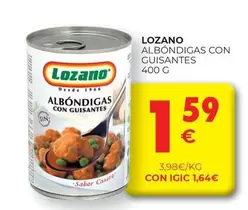 Oferta de Lozano - Albondigas Con Guisantes por 1,59€ en CashDiplo