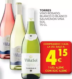 Oferta de Viña Sol - Vino Rosado, Blanco O Blanco Sauvignon Vina por 4,15€ en CashDiplo