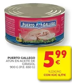 Oferta de Puerto Gallego - Atun En Aceite De Girasol por 5,99€ en CashDiplo