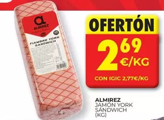 Oferta de Almirez - Jamon York Sandwich por 2,69€ en CashDiplo