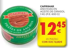 Oferta de Caprimar - Anchoas En Aceite De Girasol por 12,45€ en CashDiplo