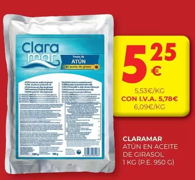 Oferta de Claramar - Atun En Aceite De Girasol por 5,25€ en CashDiplo