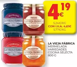 Oferta de La Vieja Fábrica - Mermelada Variedades Cocina Selecta por 4,19€ en CashDiplo