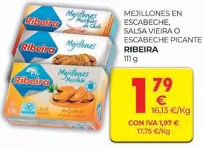 Oferta de Ribeira - Mejillones En Escabeche, Salsa Vieira O Escabeche Picante por 1,79€ en CashDiplo