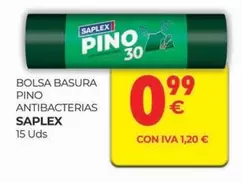 Oferta de Saplex - Bolsa Basura Pino Antibacterias por 0,99€ en CashDiplo