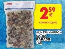 Oferta de Rabade - Almeja Marron 60/80 por 2,59€ en CashDiplo