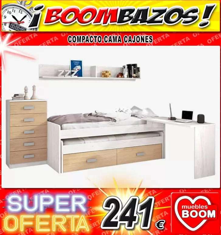 Oferta de Compacto Cama Cajones por 241€ en Muebles Boom