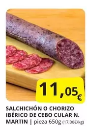 Oferta de N. Martin - Salchichon O Chorizo Iberico De Cebo Cular por 11,05€ en Supermercados MAS