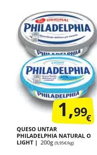 Oferta de Philadelphia - Queso Untar Natural O Light por 1,99€ en Supermercados MAS