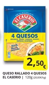 Oferta de El Caserío - Queso Rallado 4 Quesos por 2,5€ en Supermercados MAS