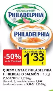 Oferta de Philadelphia - Queso Untar F. Hierbas O Salmon por 1,99€ en Supermercados MAS