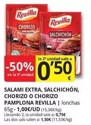 Oferta de Revilla - Salchichon Chorizo O Chorizo por 0,75€ en Supermercados MAS