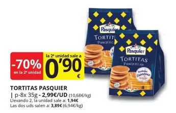 Oferta de Pasquier - Tortitas por 2,99€ en Supermercados MAS