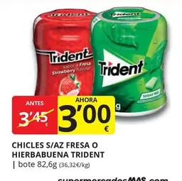 Oferta de Trident - Chicles S/az Fresa O Hierbabuena por 3€ en Supermercados MAS