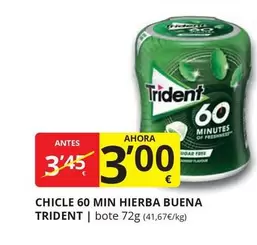 Oferta de Trident - Chicle 60 Min Hierba Buena por 3€ en Supermercados MAS