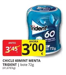 Oferta de Trident - Chicle 60mint Menta por 3€ en Supermercados MAS