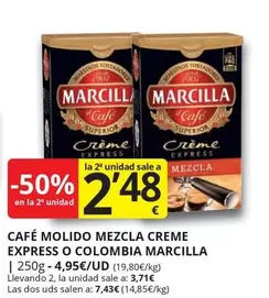 Oferta de Marcilla - Café Molido Mezcla Creme Express O Colombia por 3,71€ en Supermercados MAS