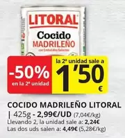 Oferta de Litoral - Cocido Madrileno por 2,99€ en Supermercados MAS