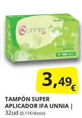 Oferta de Ifa unnia - Tampón Super Aplicador por 3,49€ en Supermercados MAS