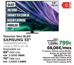 Oferta de Samsung - Televisor Neo Qled 55 por 799€ en El Corte Inglés