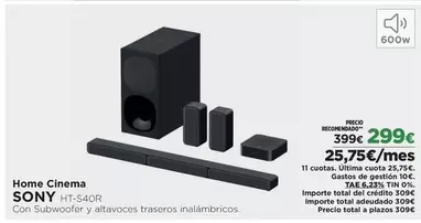 Oferta de Home - Home Cinema por 299€ en El Corte Inglés