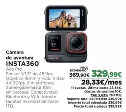 Oferta de Insta360 - Camara De Aventura por 329,99€ en El Corte Inglés