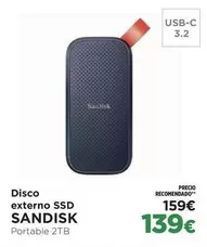 Oferta de Sandisk - Disco Externo Ssd por 139€ en El Corte Inglés