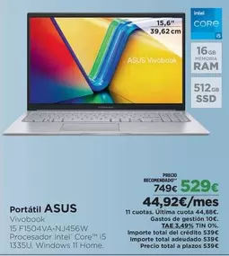 Oferta de Intel - Portátil por 529€ en El Corte Inglés