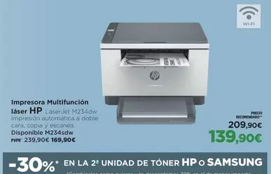 Oferta de HP - Impresora Multifunción Laser por 239,9€ en El Corte Inglés