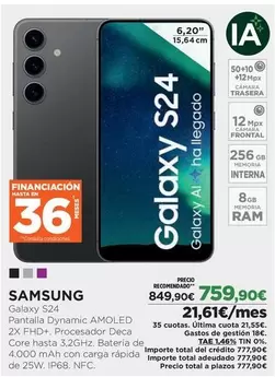 Oferta de Ram - Galaxy S24 por 759,9€ en El Corte Inglés