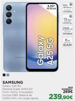 Oferta de Samsung - Galaxy A25 5g por 239,9€ en El Corte Inglés