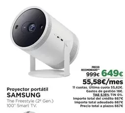 Oferta de Samsung - Proyector Portátil por 649€ en El Corte Inglés