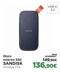 Oferta de Sandisk - Disco Externo Ssd por 149,9€ en El Corte Inglés