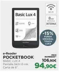 Oferta de Basic - E-Reader Pocketbook por 94,9€ en El Corte Inglés