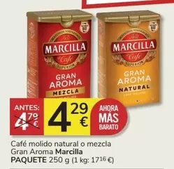 Oferta de Marcilla - Café Molido Natural O Mezcla Gran Aroma por 4,29€ en Consum