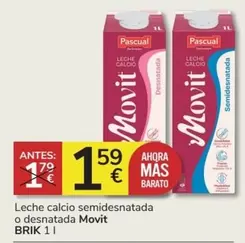 Oferta de Pascual - Leche Calcio Semidesnatada O Desnatada por 1,59€ en Consum