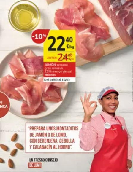 Oferta de Serrano - Jamon De Lomo Con Berenana, Cebolla Y Calabacín Al Horno por 22,4€ en Consum