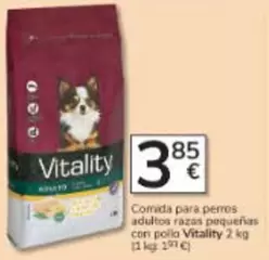 Oferta de Vitality - Corida Para Perros Adultos Razas Pequefias Con Pollo por 3,85€ en Consum