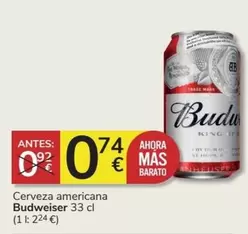 Oferta de Budweiser - Cerveza Americana por 0,74€ en Consum