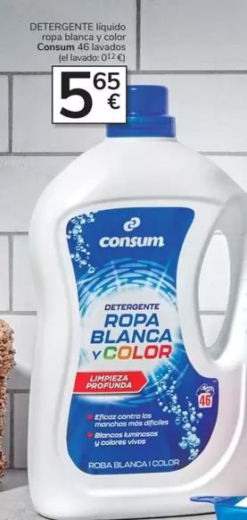 Oferta de Consum - Detergente Liquido Ropa Blanca Y Color por 5,65€ en Consum