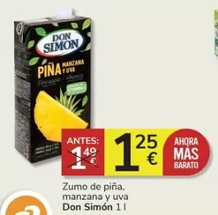 Oferta de Don Simón - Zumo De Piña, Manzana Y Uva por 1,25€ en Consum