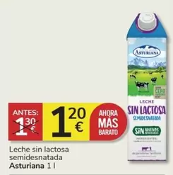 Oferta de La Asturiana - Leche Sin Lactosa Semidesnatada por 1,2€ en Consum