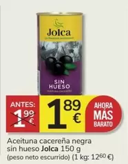 Oferta de Jolca - Aceituna Cacerena Negra Sin Hueso por 1,89€ en Consum